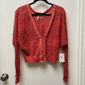 Free People Cropped Semi Sheer Cardigan Sweater